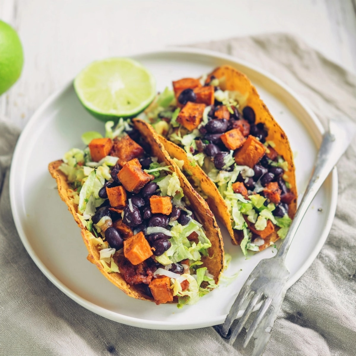 Savory Sweet Potato Black Bean Tacos, a flavorful and colorful vegetarian weeknight meal.