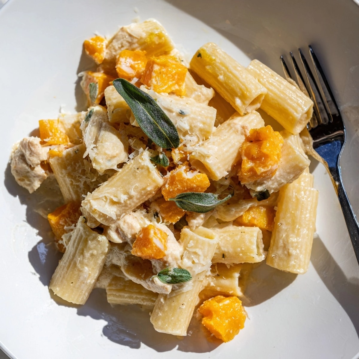 Golden Butternut Squash &amp; Sage Pasta recipe; a swirl of autumn on your plate.