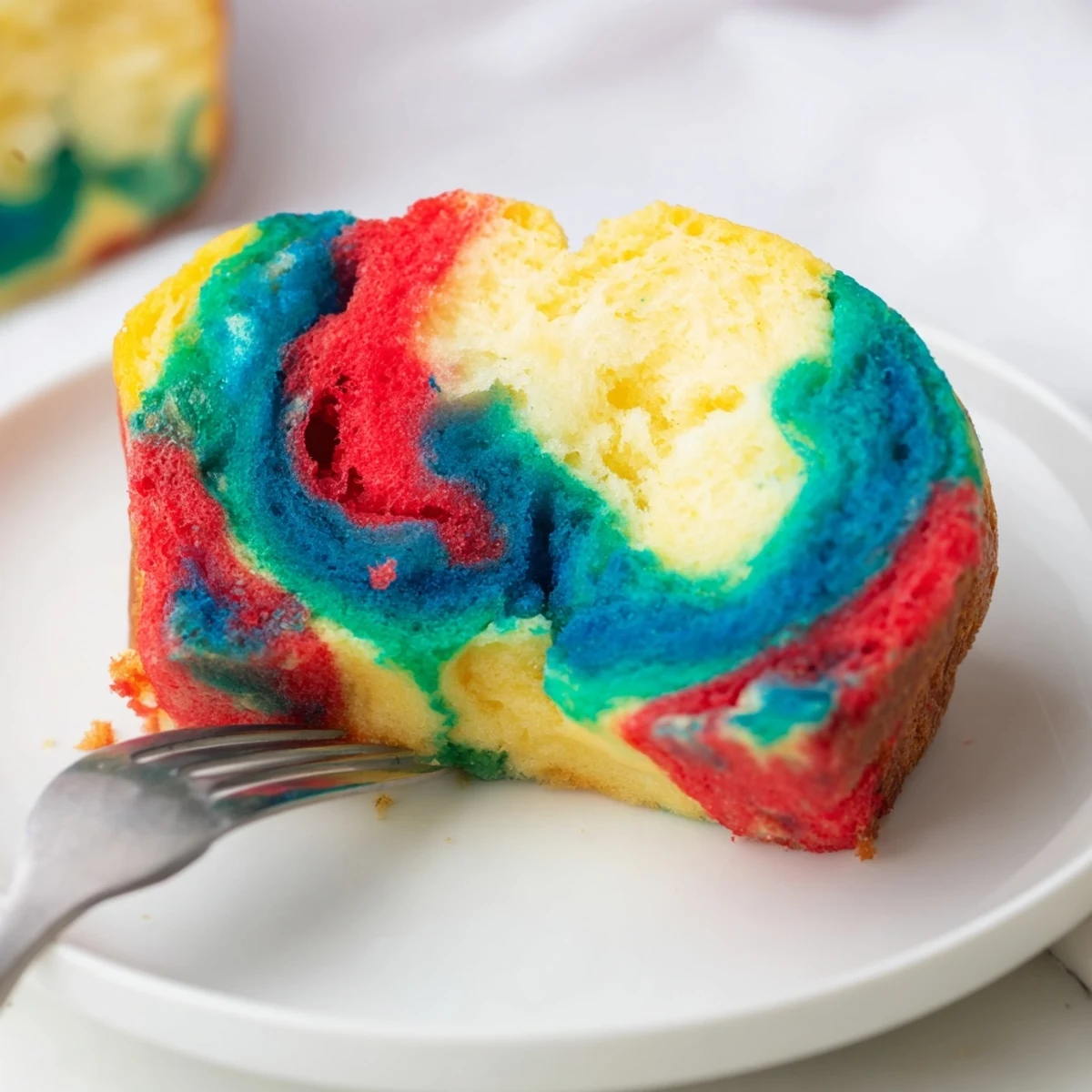 Fluffy cloud bread in vibrant rainbow colors, perfect for fun breakfast gatherings.  