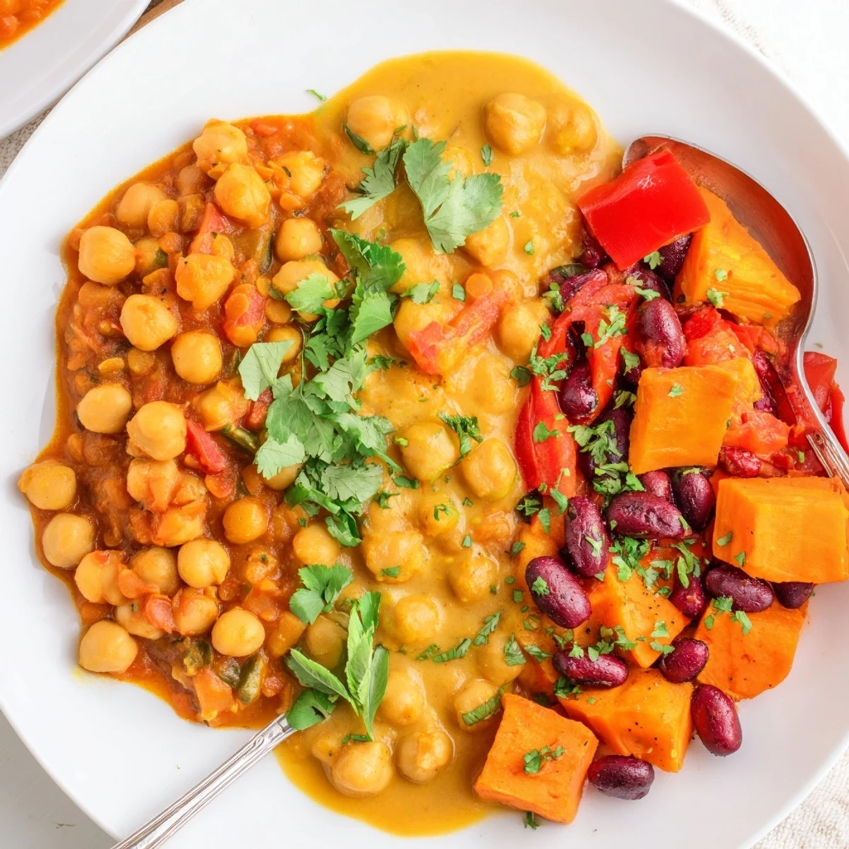 Aromatic Indian Chickpea Curry simmering with spices, served with fresh cilantro garnish.  