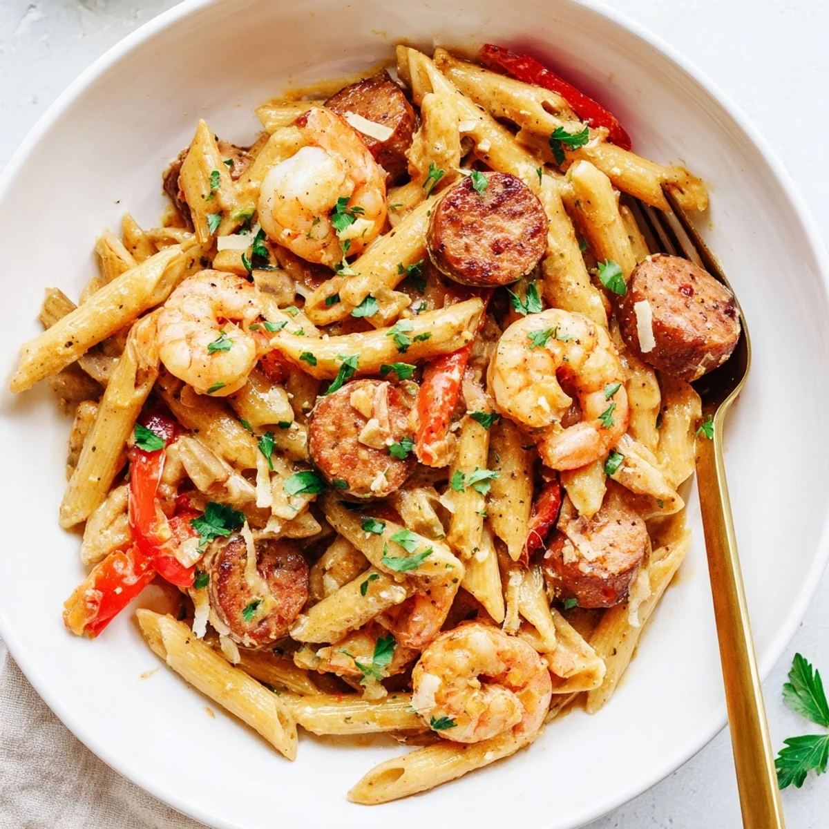 Cajun Sausage Shrimp Alfredo