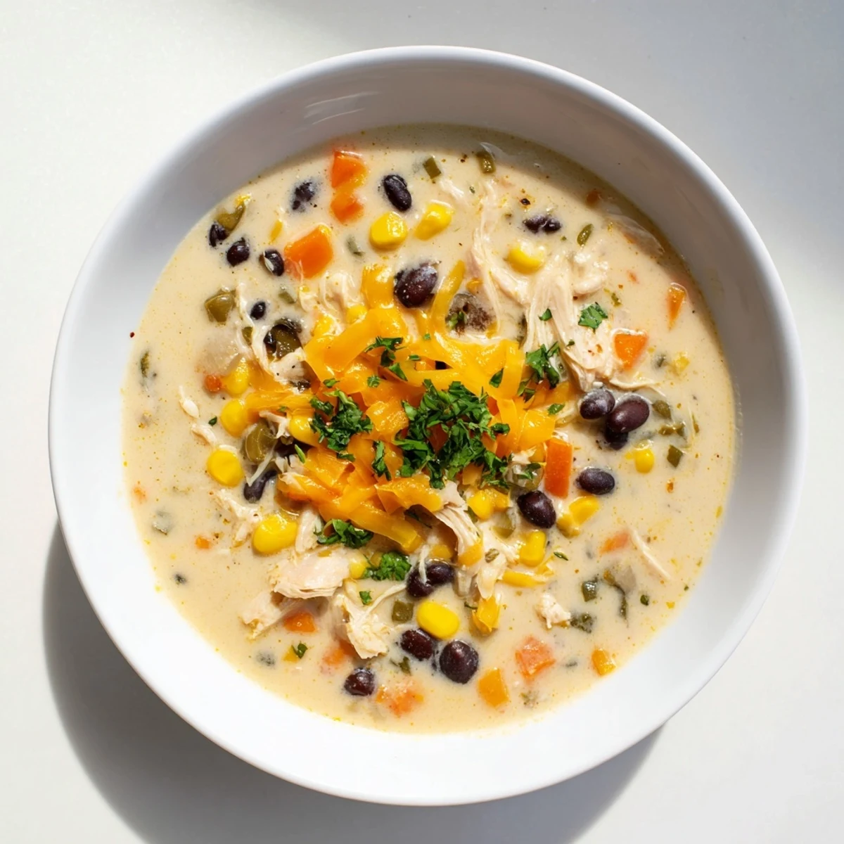 Steaming bowl of Chicken Poblano Soup, garnished with cilantro, a creamy, flavorful Mexican-inspired meal.