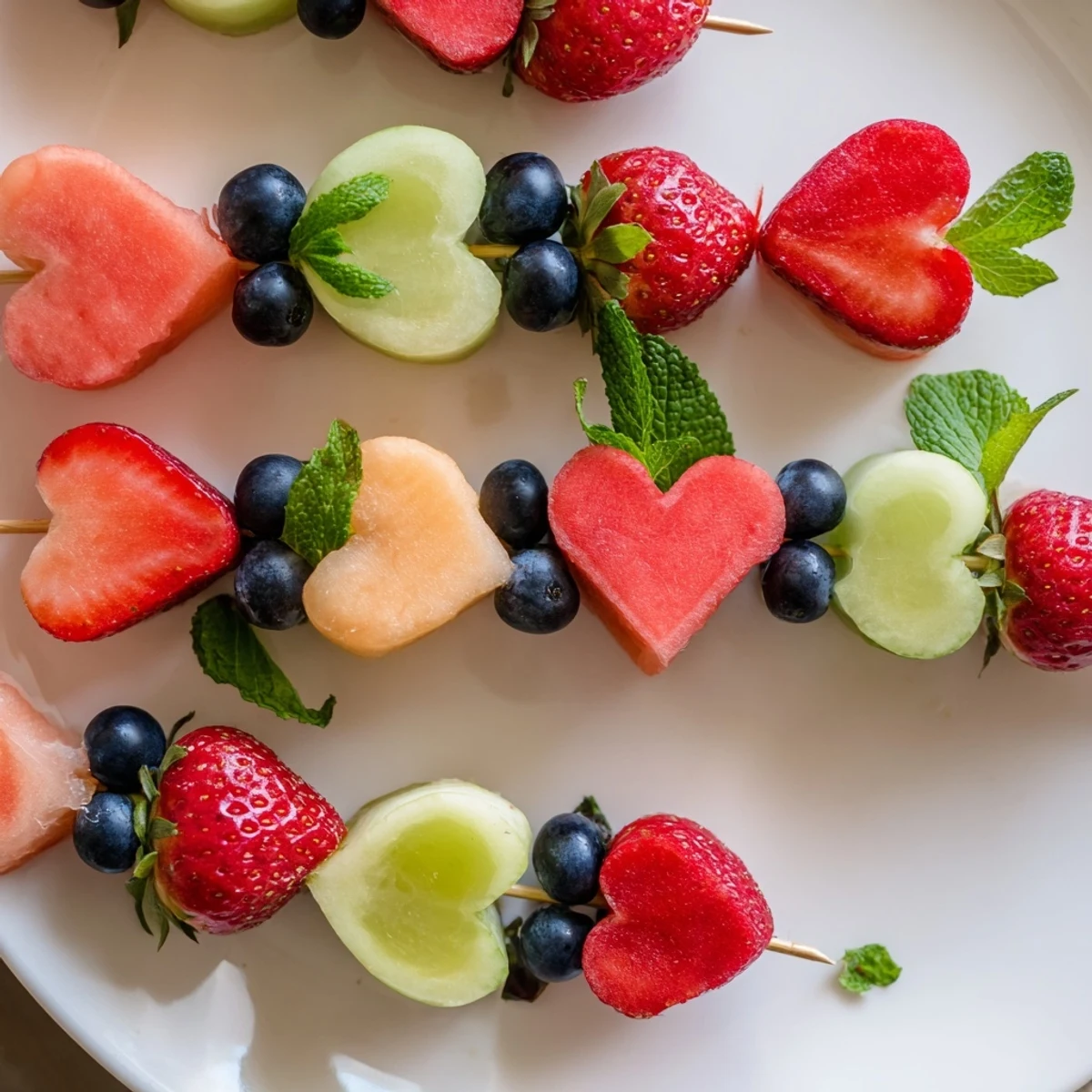 Vibrant Berry Good Heart Fruit Skewers offer a refreshing mix of sweet, juicy fruit, perfect for snacking.
