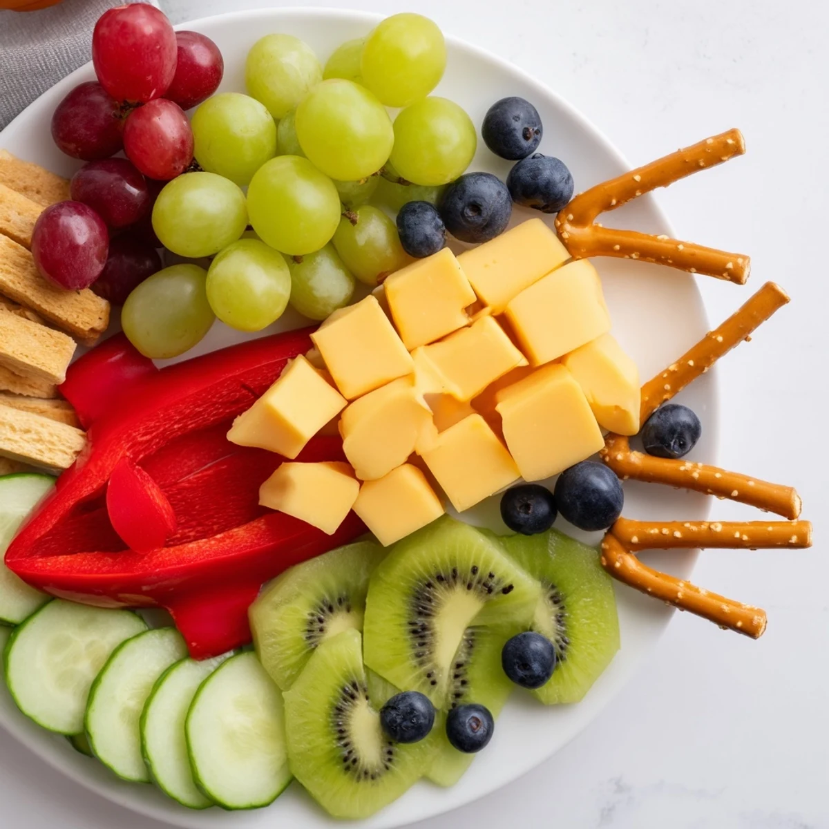 Spaceship Launch Snack Board overflowing with vibrant fruits, cheeses, and crunchy snacks, a fun appetizer!