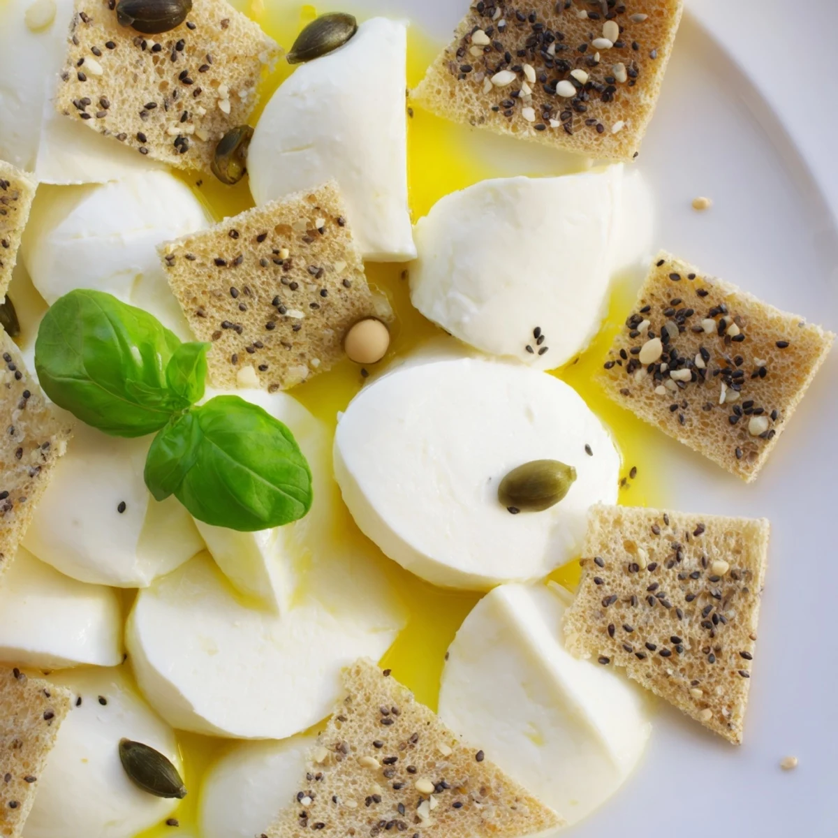 Geometric arrangement of a stunning Black and White Formal Affair, served with fresh figs and sesame seeds.