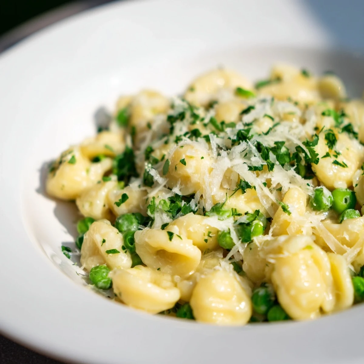 Garlic Butter Ditalini Peas