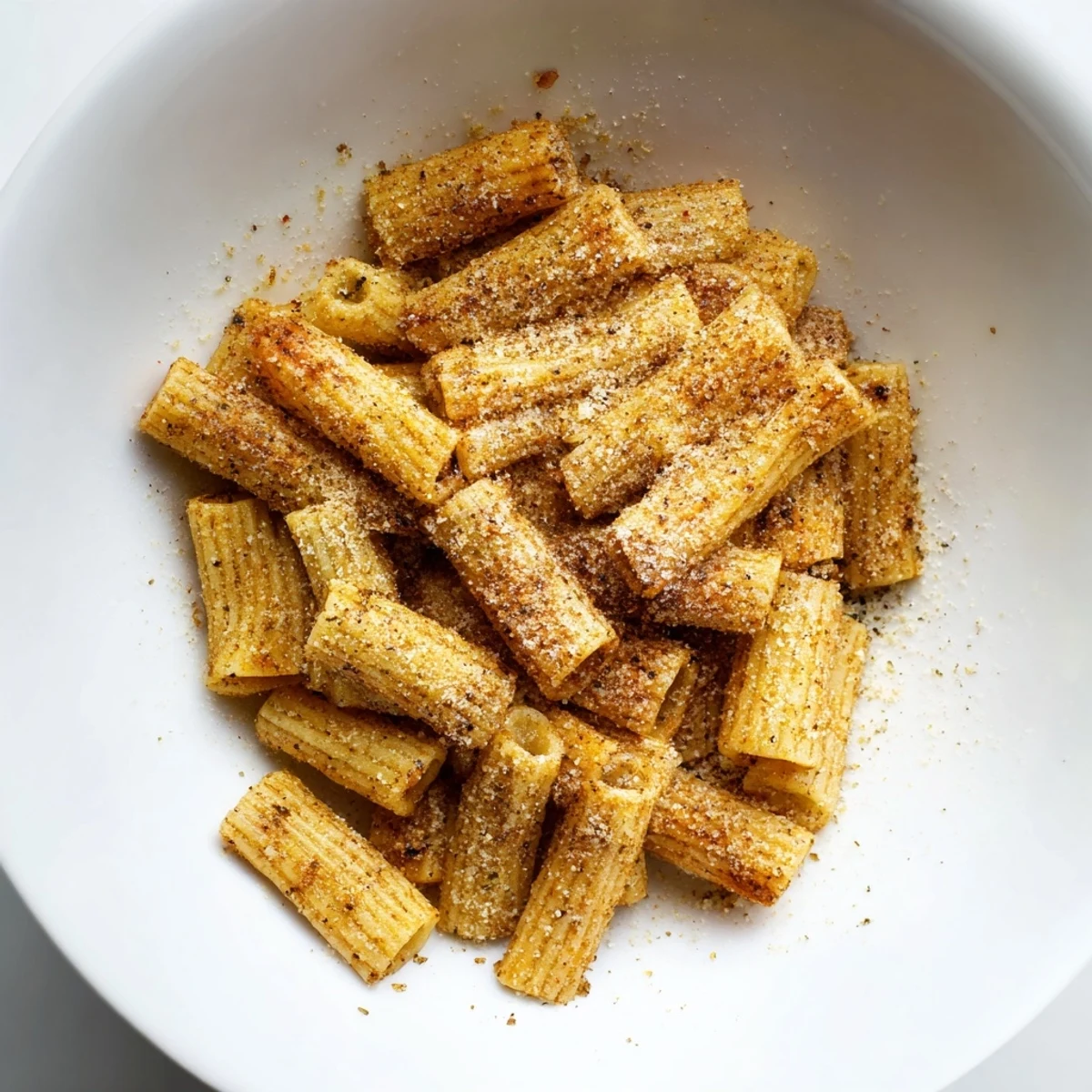 Crunchy Air Fryer Pasta Croutons, seasoned with Italian herbs, ideal as a vegetarian snack or salad addition.