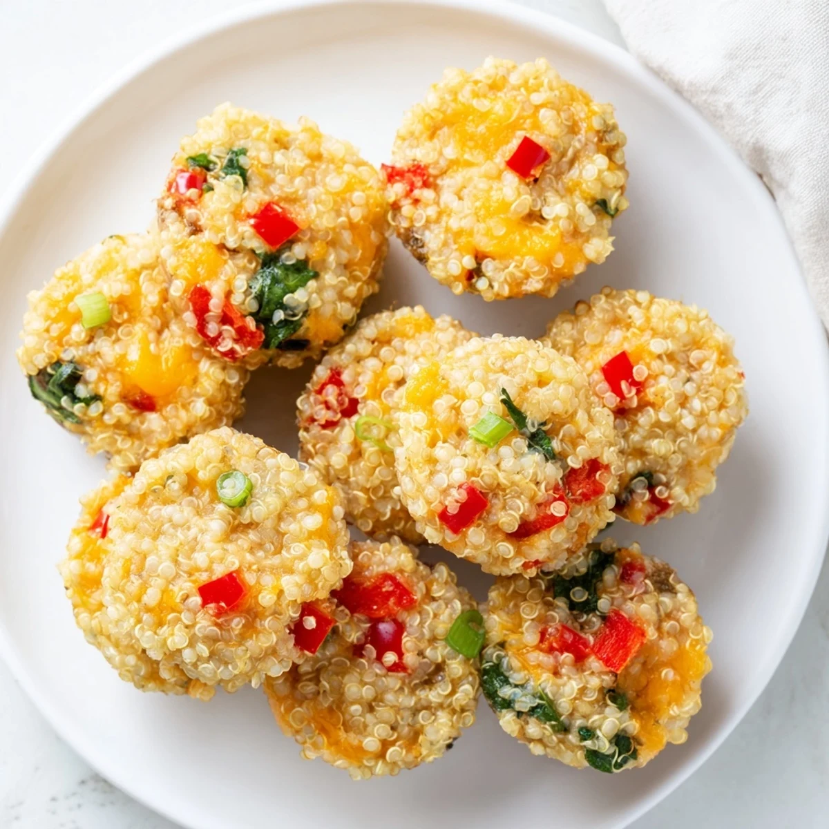 Savory Baked Cheddar Quinoa Bites, a protein-packed and flavorful gluten-free appetizer ready to enjoy.