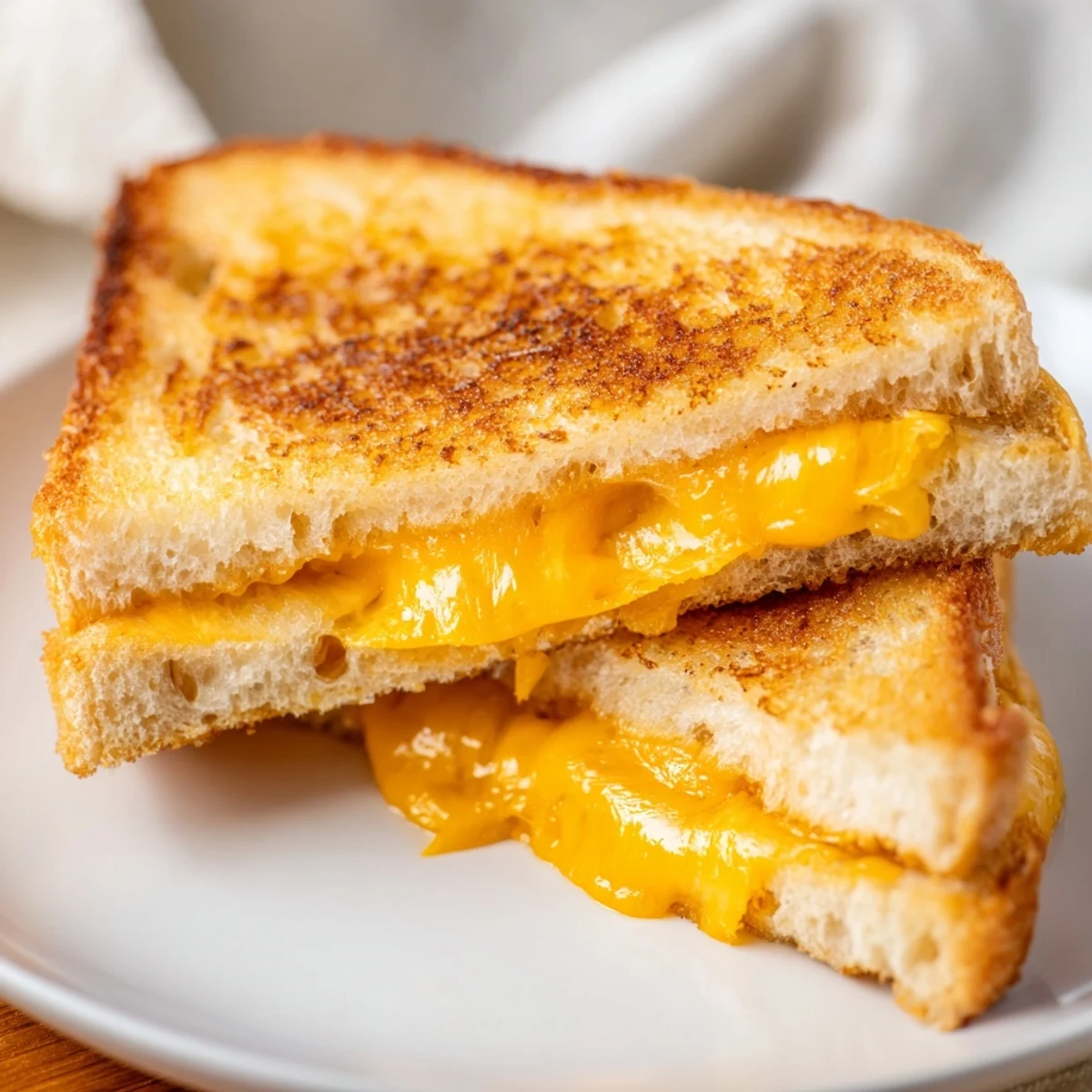 Enjoy the simple pleasure—A warm and cheesy air fryer grilled cheese with golden, bubbly perfection.