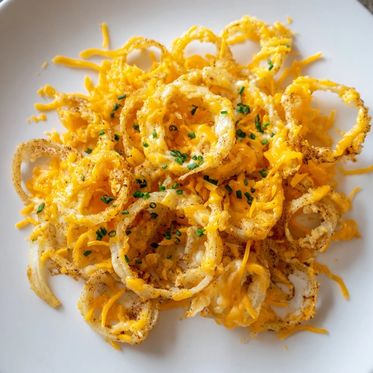 Golden, bubbly Crispy Onion Cheese Chips, a low-carb appetizer, fresh from the air fryer.