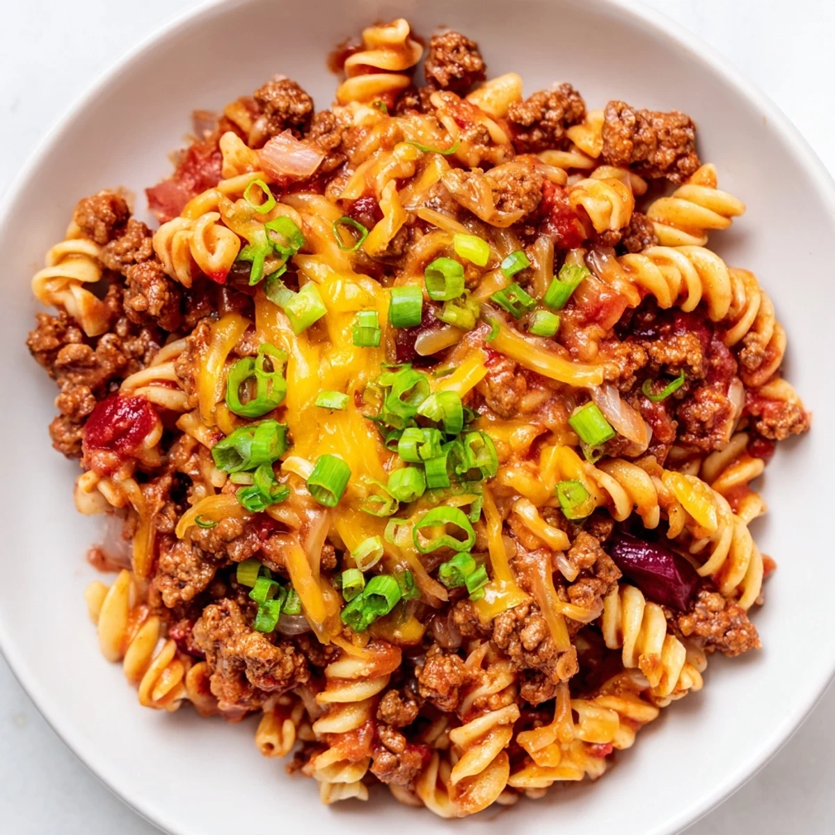 Creamy one-pot taco pasta, topped with fresh cilantro, a quick and easy weeknight meal.
