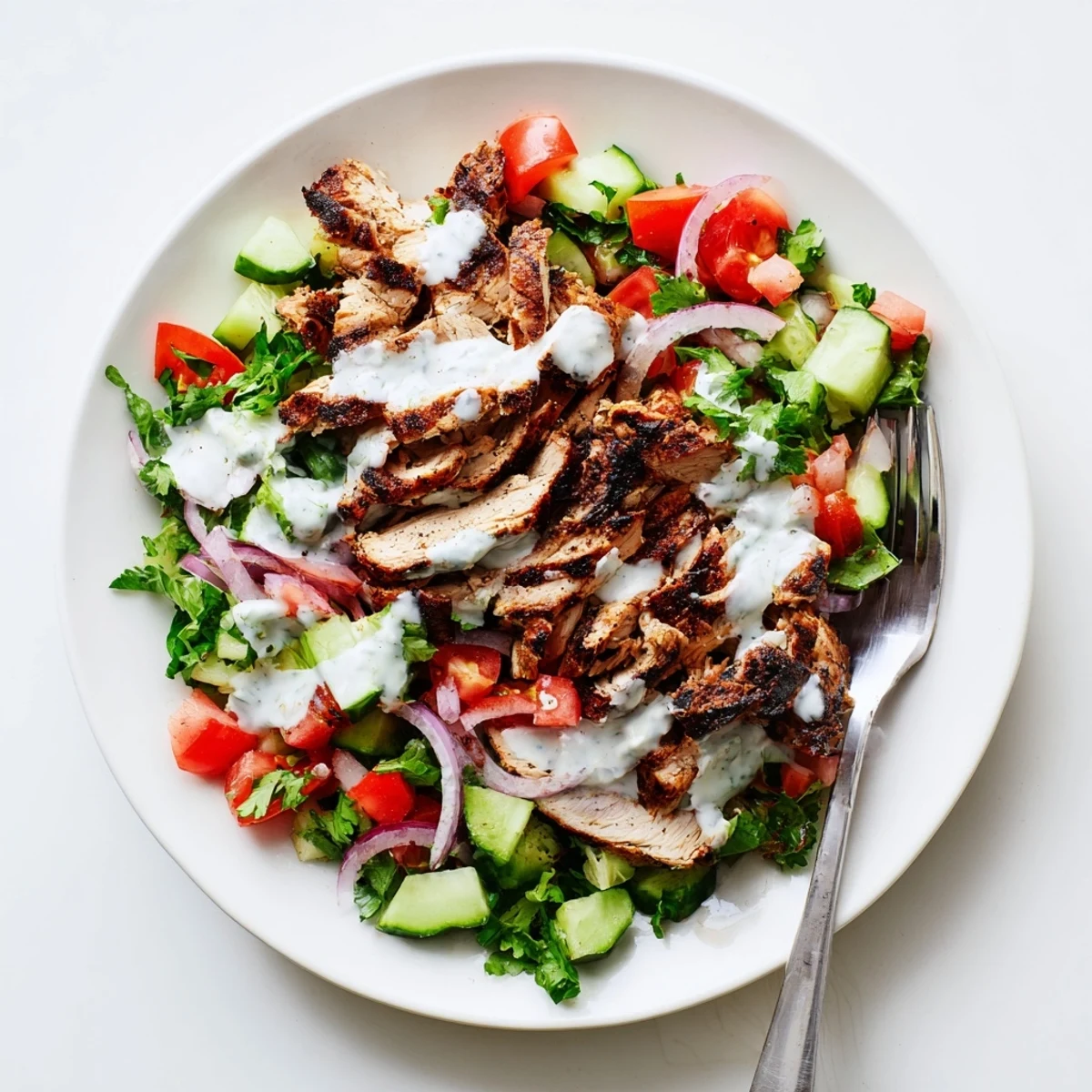 Tender marinated chicken and colorful vegetables make this Chicken Shawarma Salad a fresh, satisfying main dish.