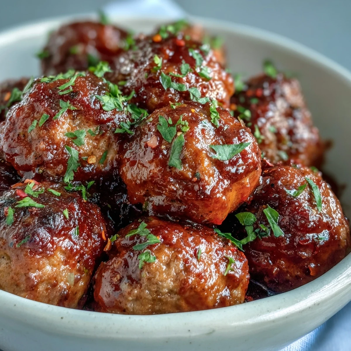 Easy Sweet and Sour Crock Pot Meatballs simmering in a glossy, sticky sauce with a side of steamed jasmine rice.  