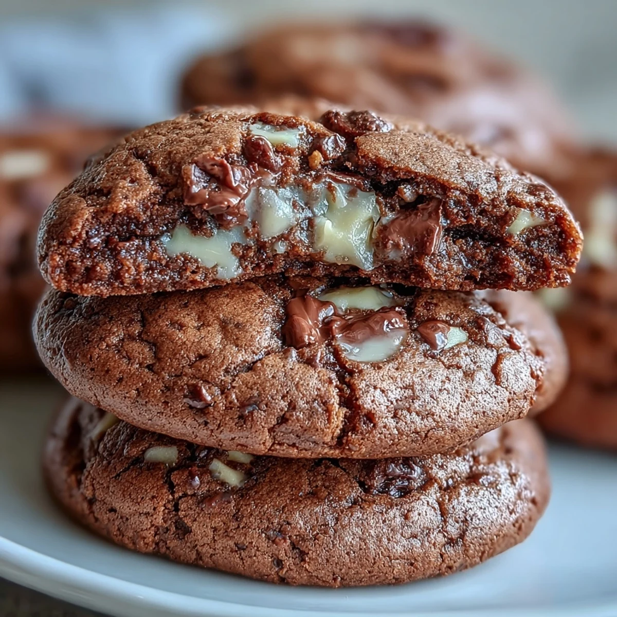 Warm Hojicha Brownie Cookies arranged on a rustic wooden board, showcasing chewy centers and roasted tea flavor.