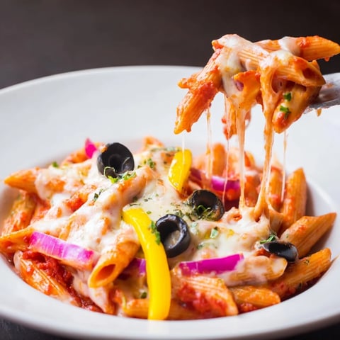 One-Pot Pizza Pasta Express bubbling with melted mozzarella and pepperoni, ready in minutes.