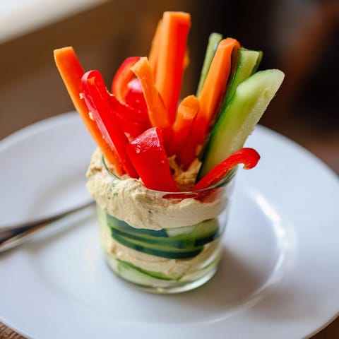 Individual Hummus &amp; Veggie Snack Cups ready to grab, perfect kid friendly party food.