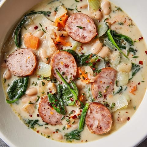 Simple Sausage White Bean Soup