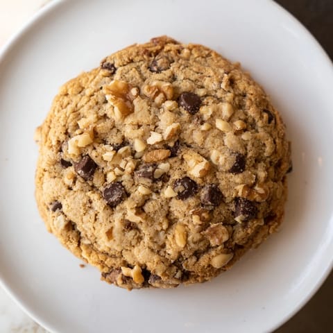 Warm, gooey chewy protein chocolate chip cookies with a delicious, soft interior, served on a plate.