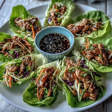 Crispy-edged chicken filling nestled in fresh butter lettuce for Potsticker-Inspired Chicken Lettuce Boats.