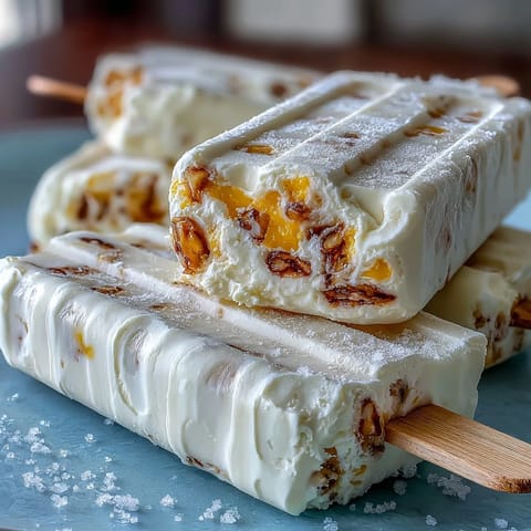 Creamy Greek yogurt and mango purée swirl together in frozen pops for a refreshing summer treat.
