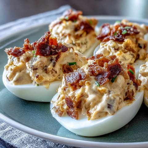 Adorable deviled egg chicks with carrot beaks and peppercorn eyes, perfect for Easter or spring brunch.