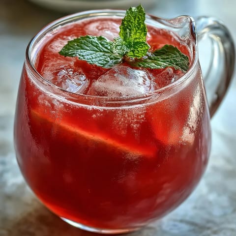 Vibrant natural pink lemonade with beet juice, perfect for a hot summer day.