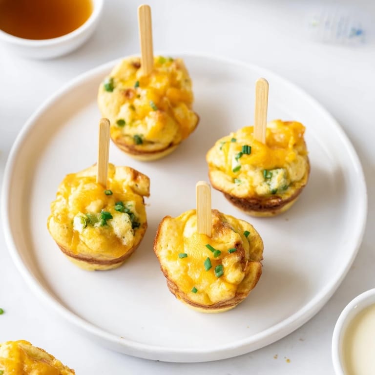Savory Cheddar Jalapeño pancake muffin pops, golden-baked and perfect for breakfast on-the-go.  