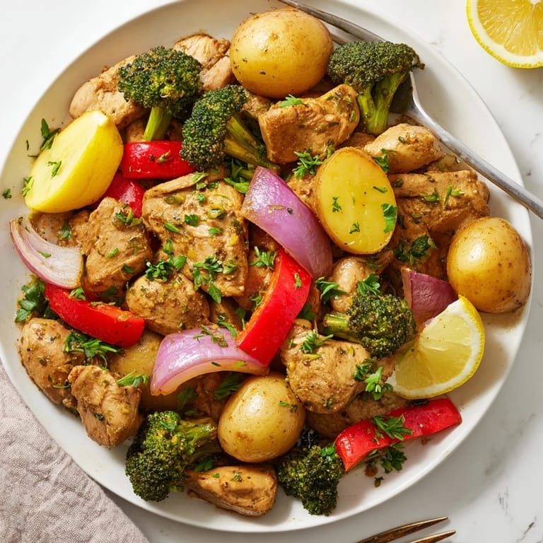 Delicious Lazy Gourmet Chicken & Vegetable One-Pot, packed with tender veggies and herbs.