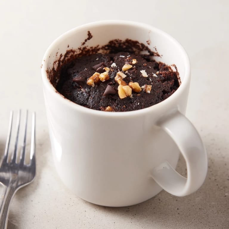 Close-up of a bubbling, fresh-baked microwaved mug cake, ready for a sweet, quick indulgence.