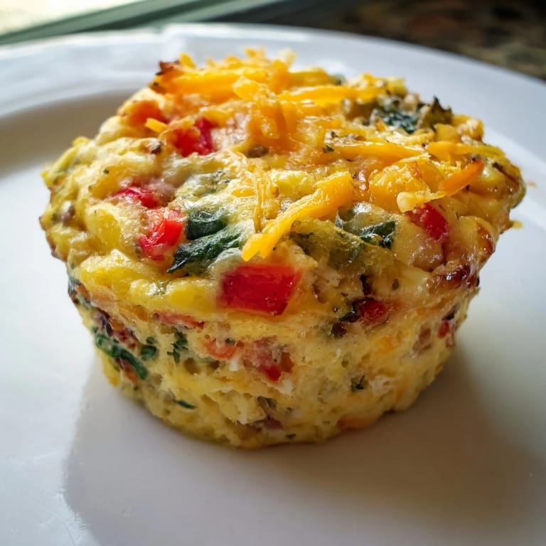 Vibrant image of Easy Christmas Morning Egg Muffins with colorful veggies ready to be served warm.