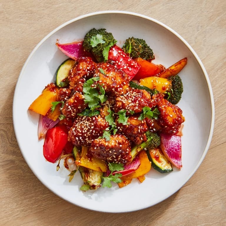 Spicy Honey Garlic Chicken Sheet Pan Dinner