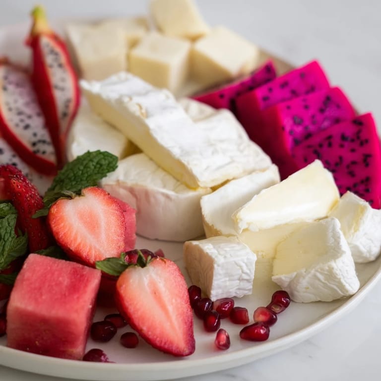 This Flamingo Paradise Board features sweet watermelon flamingos, creamy brie, and savory prosciutto for guests to enjoy.