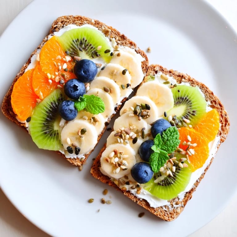 Colorful Morning Sun Breakfast Toast Designs: Enjoy toast topped with fruit for a healthy and delicious start.