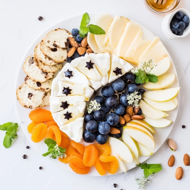 This Crescent Moon Midnight Snack Board presents a charming snack assortment with various textures, tastes, and colors.