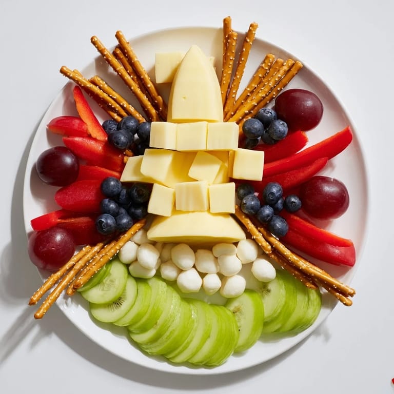 Imagining a delicious Spaceship Launch Snack Board with grapes, crackers, and cheese, perfect for a kids' party.