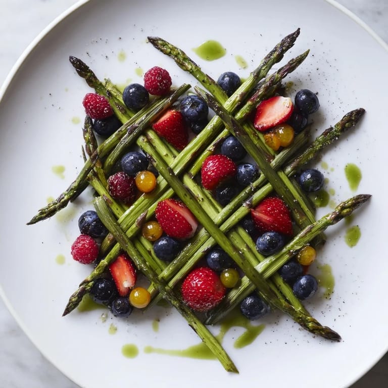 Delightful The Botanical Lattice with crisp asparagus and bright fruit, a beautiful and flavorful spring appetizer.