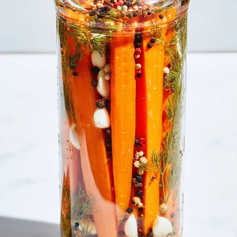 Tangy Quick Pickled Carrot Spears, perfectly chilled, offering a sweet and sour bite that’s amazing.