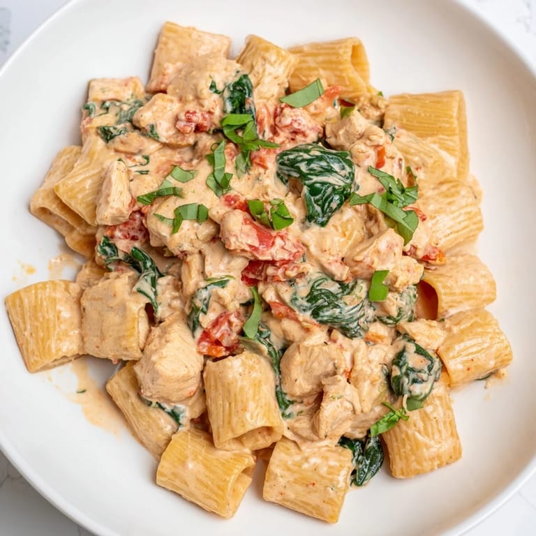 A comforting bowl of Budget-Friendly Marry Me Chicken Pasta, with penne coated in a rich, creamy tomato sauce.