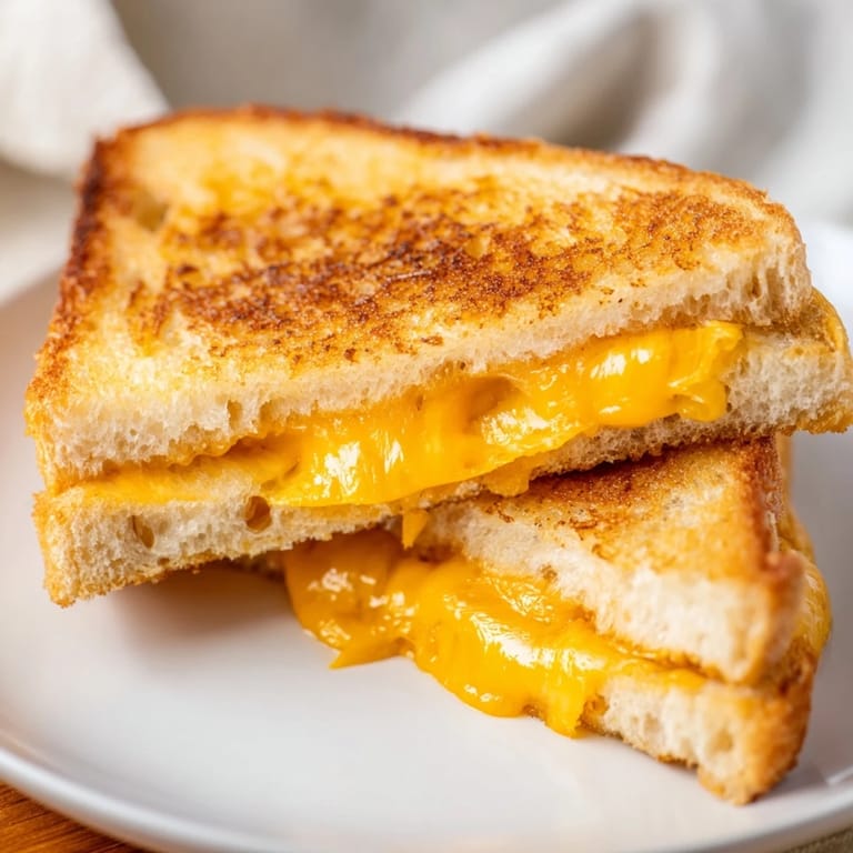Enjoy the simple pleasure—A warm and cheesy air fryer grilled cheese with golden, bubbly perfection.