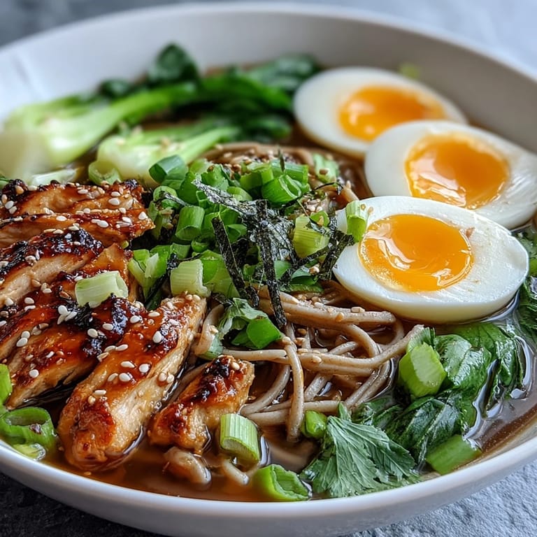 Healthy Miso Chicken Noodle Bowls served with chopsticks, ready to enjoy for a cozy dinner.