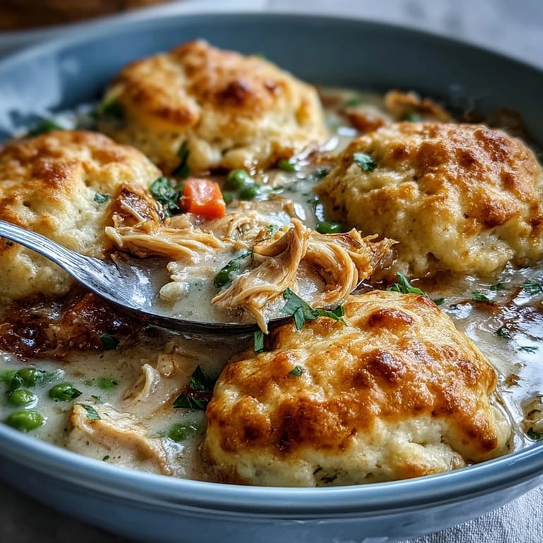 Hearty Slow Cooker Ranch Chicken & Dumplings stew with fluffy biscuits, perfect for a comforting, family-friendly weeknight dinner.