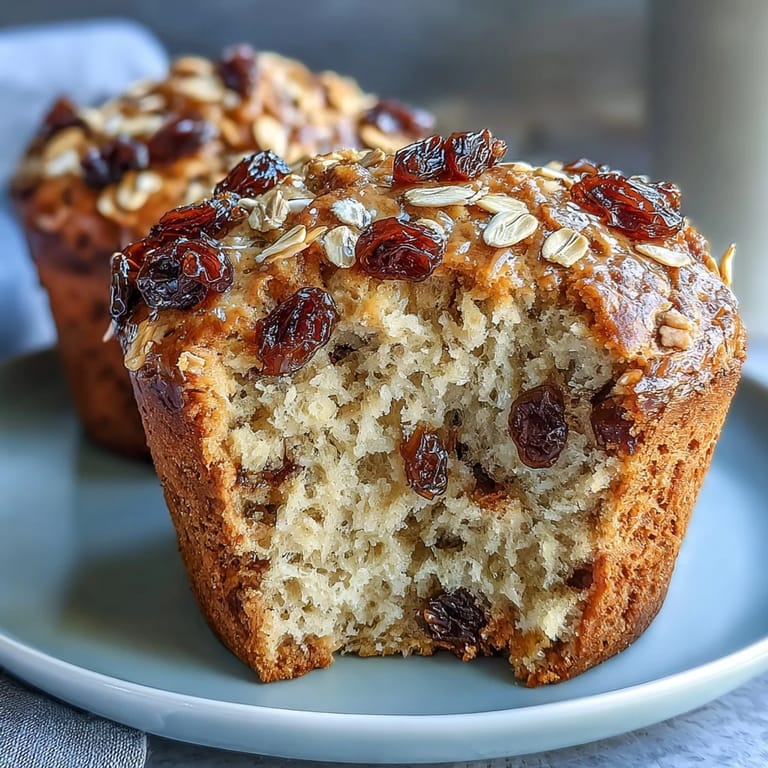 Soft and golden muffins bursting with sweet raisins and a hint of buttermilk, offering a delightful twist on classic Irish soda bread.
