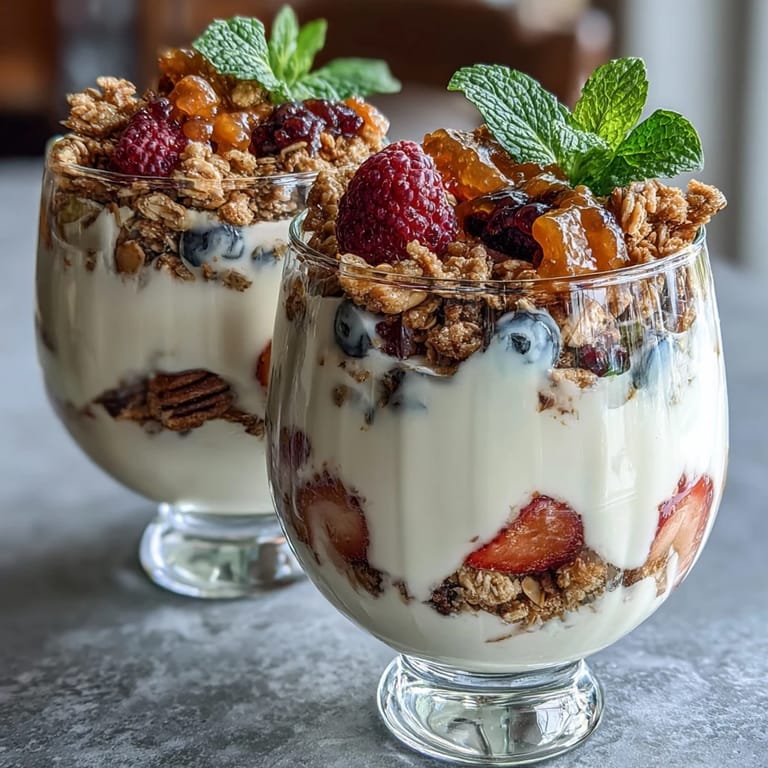 Build-your-own Yogurt Parfait Bar featuring bowls of fresh strawberries, blueberries, raspberries, and kiwi alongside yogurt and a variety of sweet and crunchy toppings for a festive Mothers Day brunch.