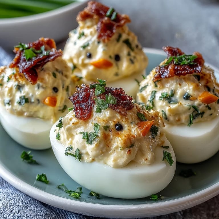 A close-up view of the hatching deviled egg chicks displayed on a platter.