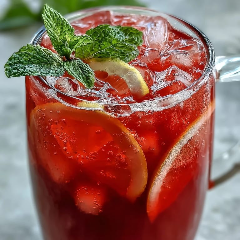 Fresh, naturally colored pink lemonade recipe, ready to serve over ice.