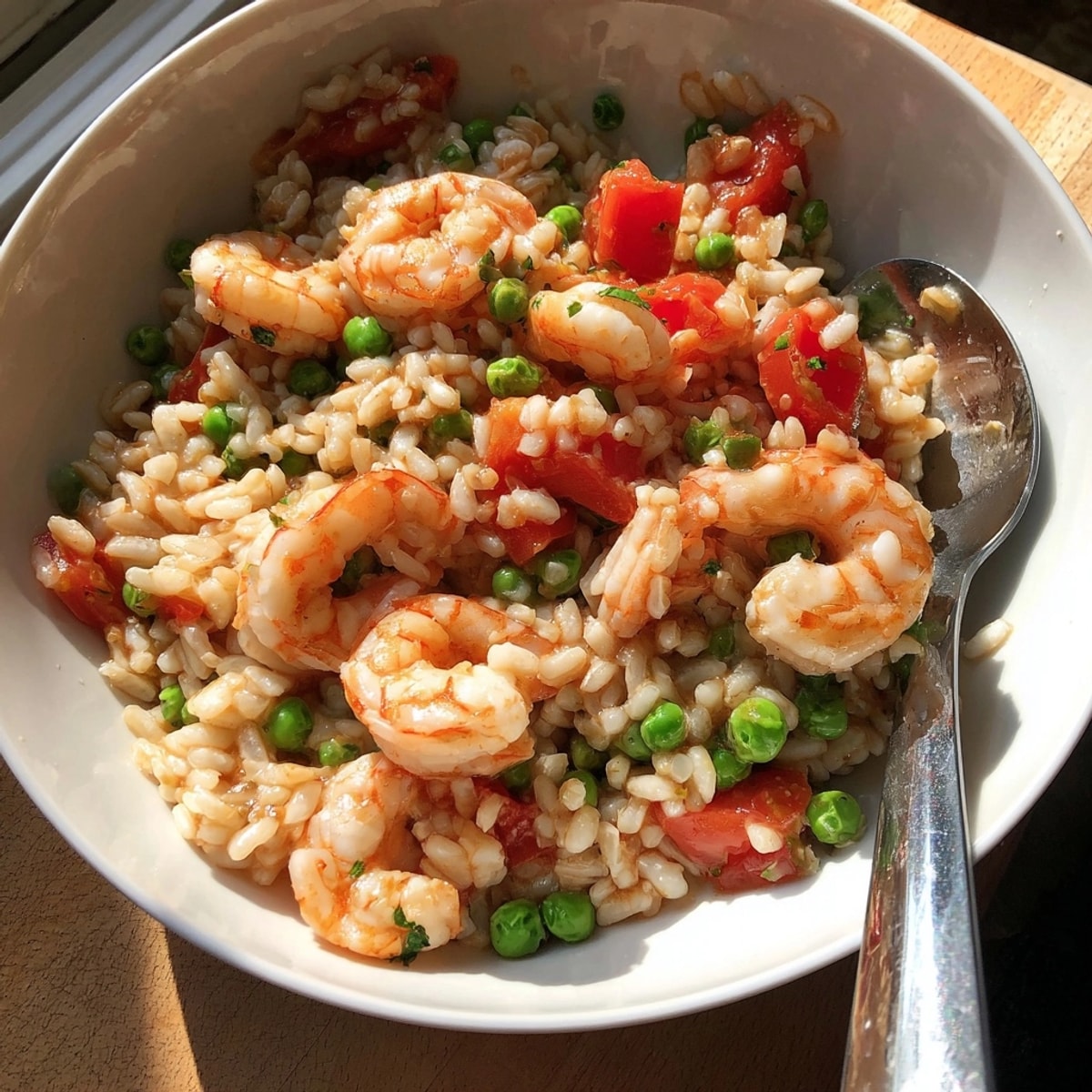 Skillet Shrimp & Rice, a vibrant weeknight dinner with succulent shrimp and flavorful rice.