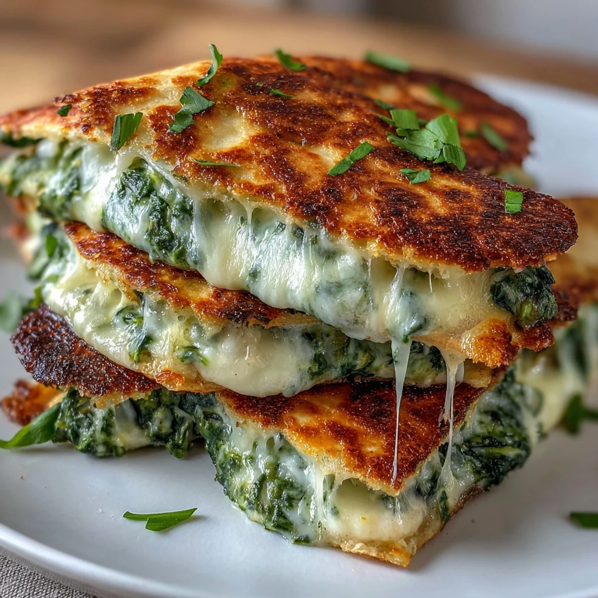 Shamrock-shaped spinach quesadillas with cheddar cheese, golden and crispy, served with fresh salsa and sour cream.
